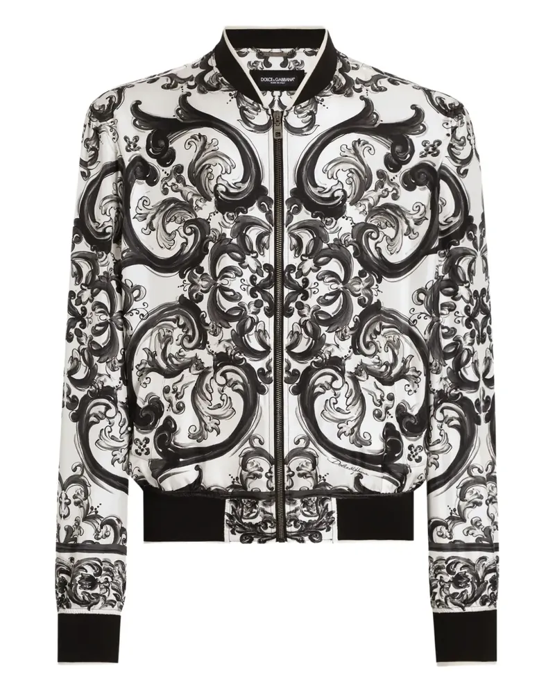 Dolce & Gabbana Bomberjacke mit Maiolica-Muster - Weiß Weiß
