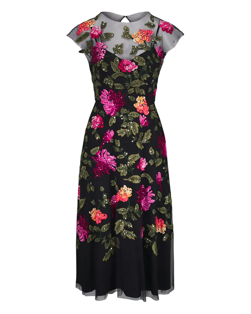 Carolina Herrera New York Midikleid aus Tüll mit Blumen - Schwarz Schwarz