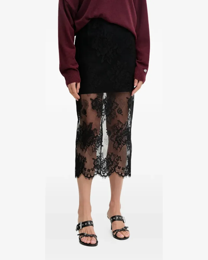 Aniye By Lace floral midi skirt - Schwarz Schwarz