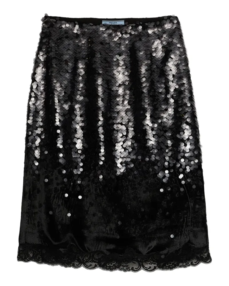 Prada sequin-embellished straight skirt - Schwarz Schwarz