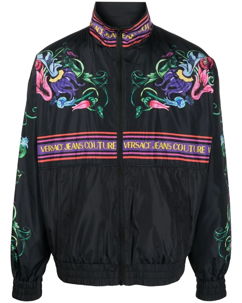 Versace Jeans Jacke mit Blumen-Print - Schwarz Schwarz