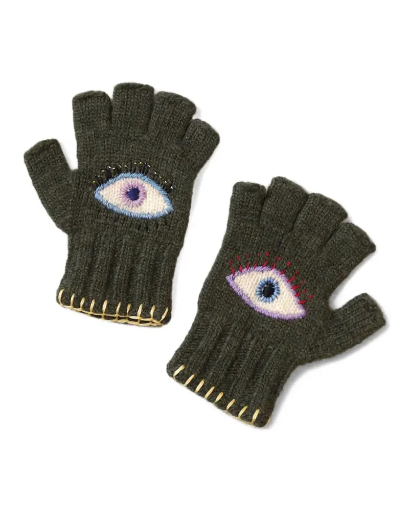 KAPITAL eye appliqué gloves - Grün Grün