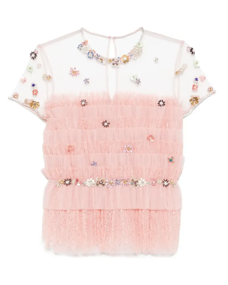 COSTARELLOS Bluse mit Kristallverzierung - Rosa Rosa
