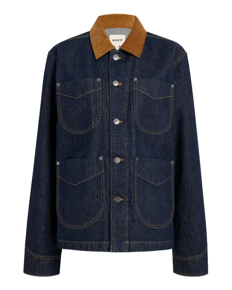 KHAITE Wyatt Jeansjacke mit Cordkragen - Blau Blau