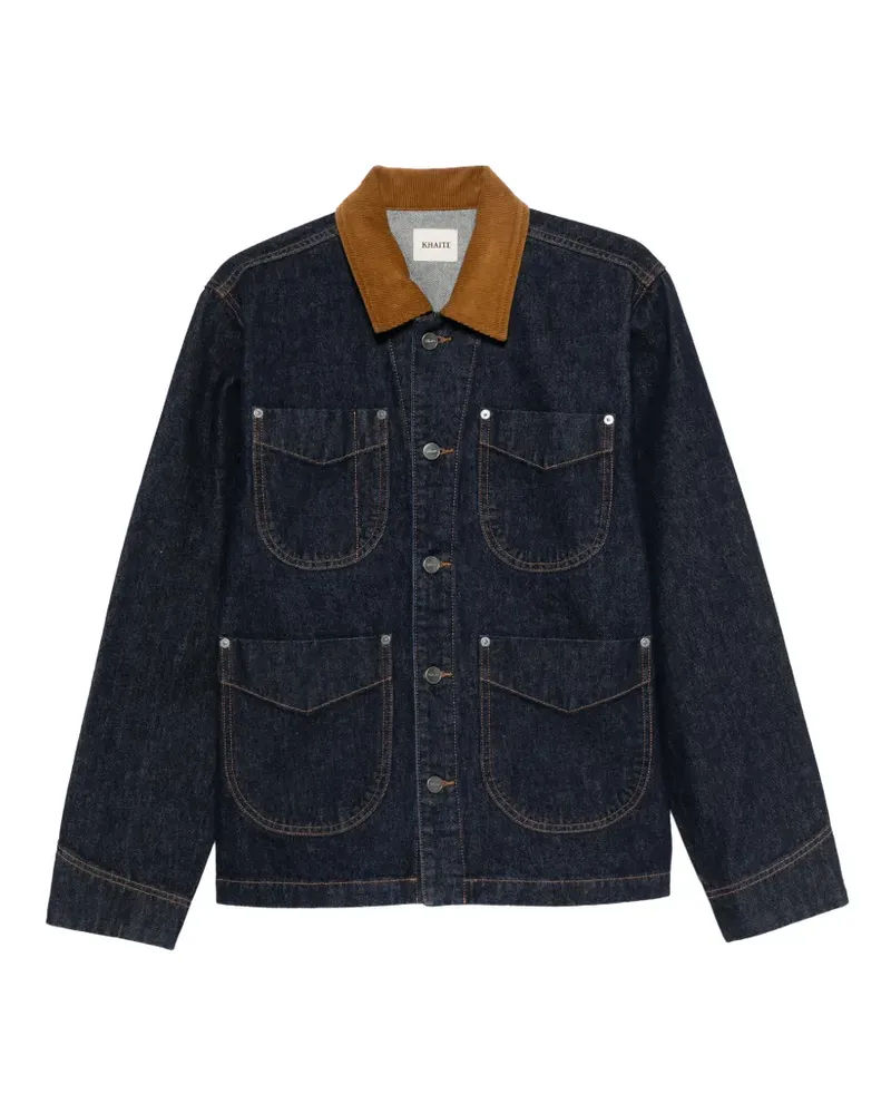 KHAITE Wyatt corduroy-collar denim jacket - Blau Blau