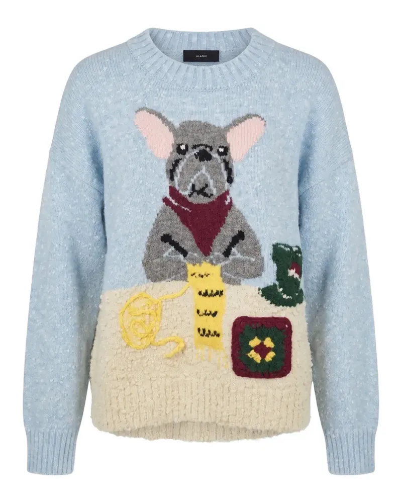 Alanui Coco Intarsien-Pullover aus Bouclé - Blau Blau