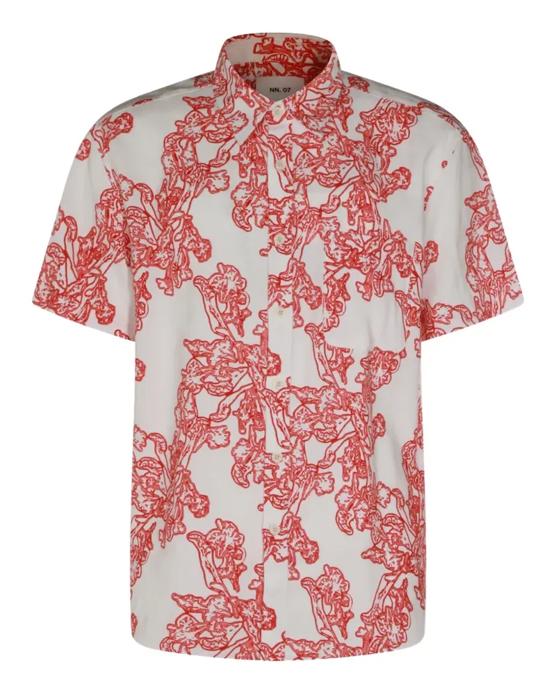 NN 07 floral-print short-sleeve shirt - Weiß Weiß