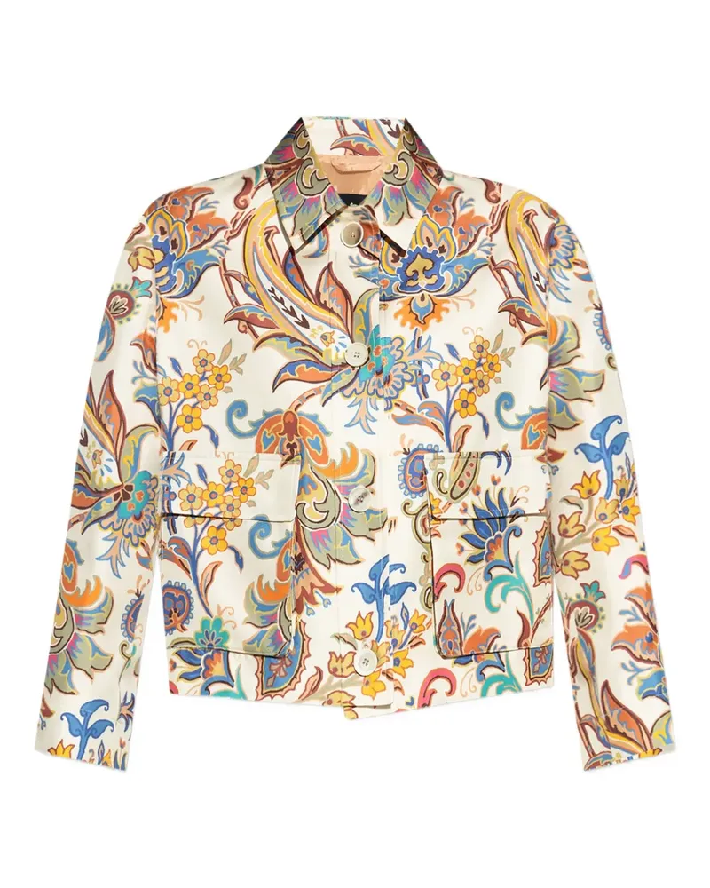 Etro Cropped-Jacke mit Blumen-Print - Weiß Weiß