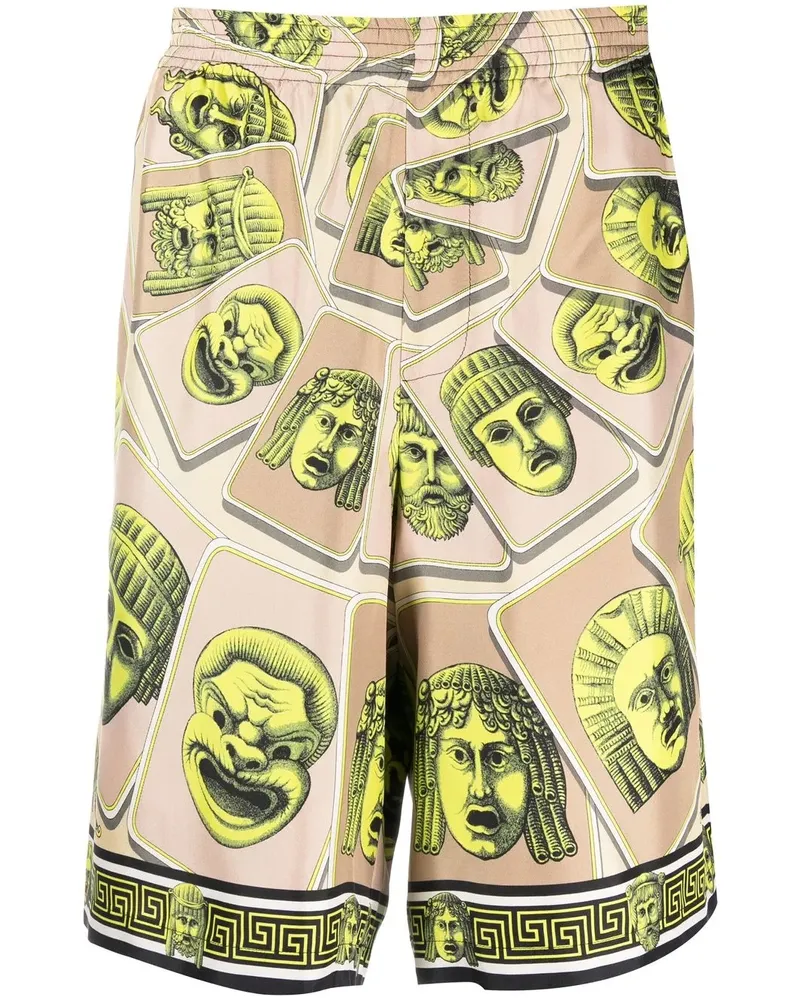 Versace Shorts aus Seide mit Le Maschere-Print - Grün Grün