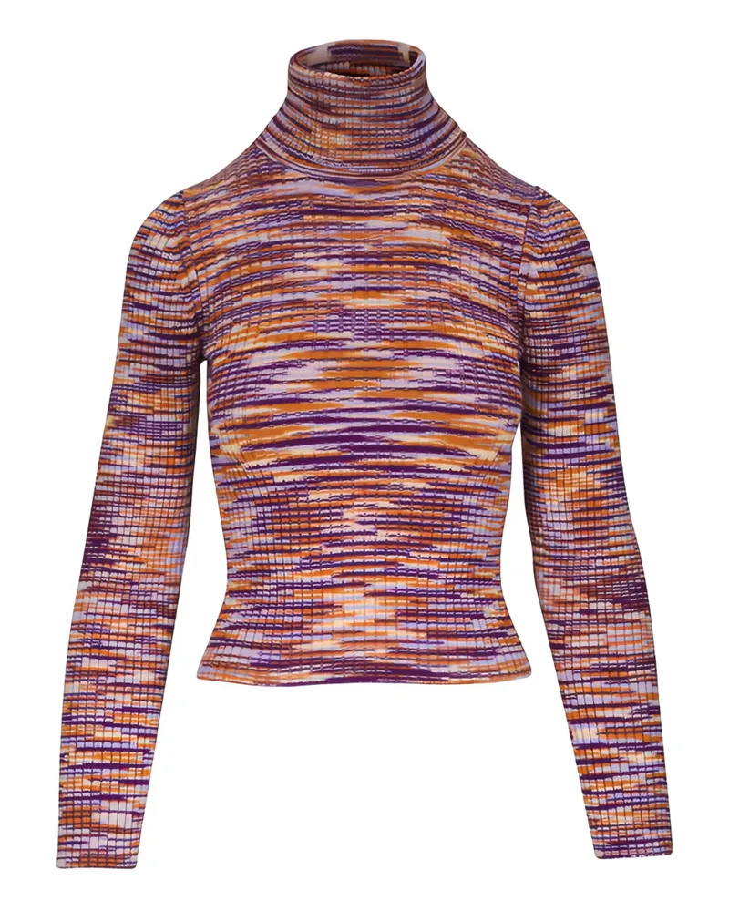 Mother Gestreifter Rollkragenpullover - Violett Violett