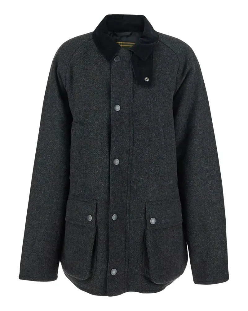 Barbour Geknöpfter Bedale Wollmantel - Schwarz Schwarz