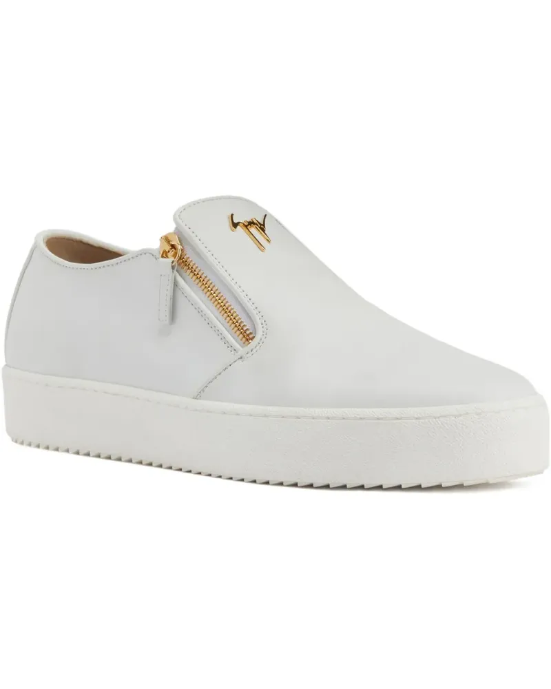 Giuseppe Zanotti Slip-On-Sneakers mit Reißverschlussdetail - Weiß Weiß