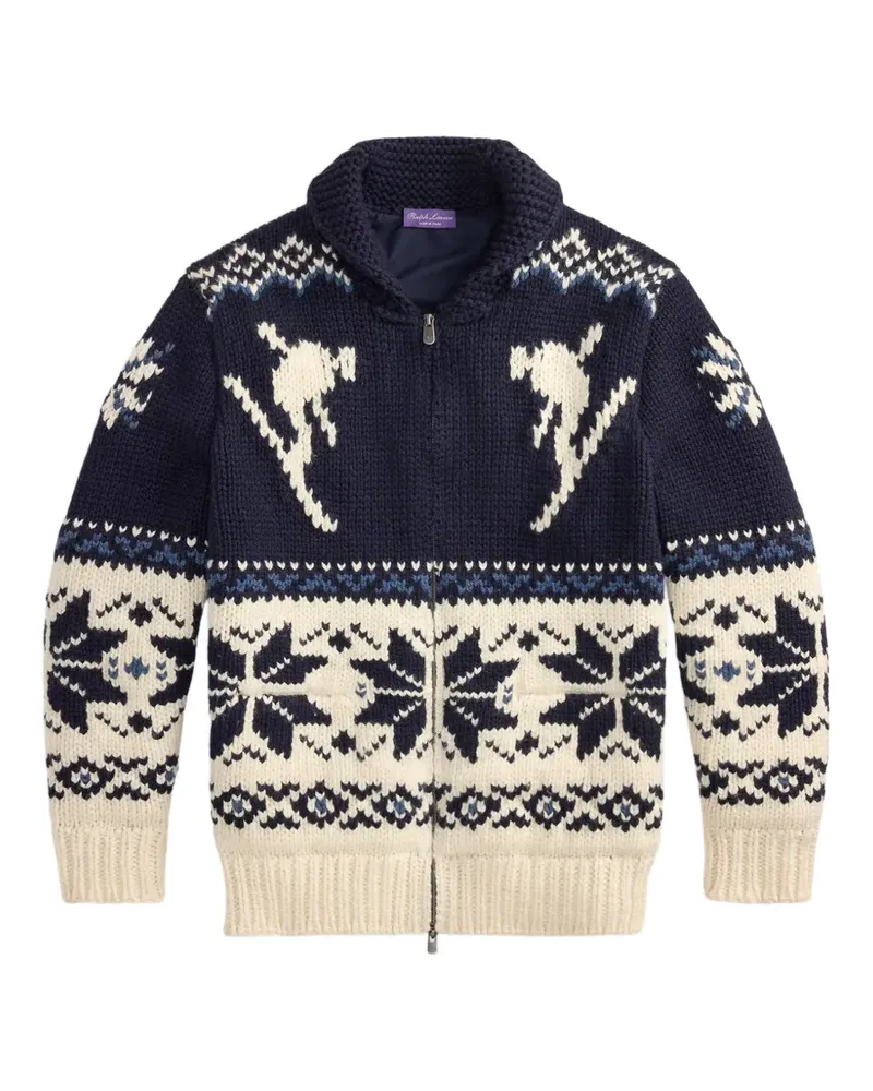 Ralph Lauren Gemusterter Cardigan mit Schalkragen - Blau Blau