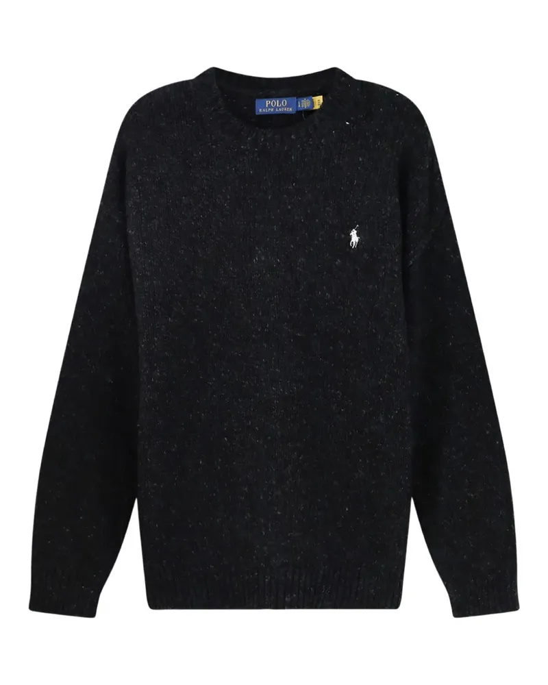 Ralph Lauren Melierter Pullover mit Logo-Stickerei - Schwarz Schwarz