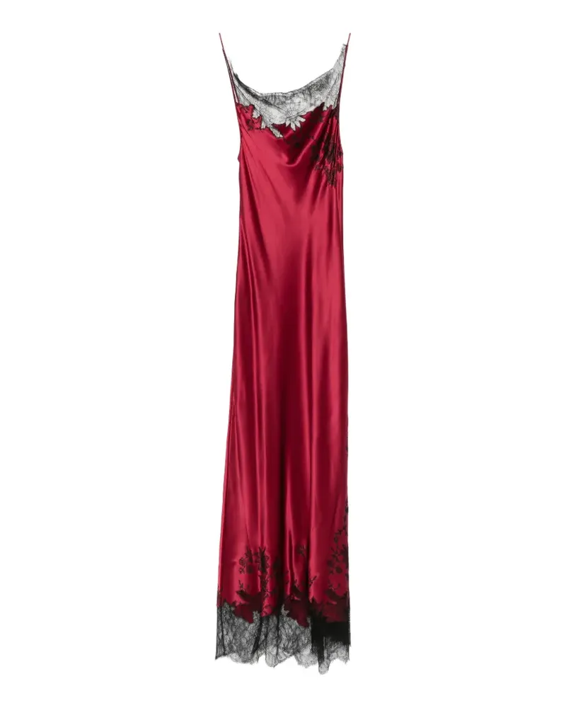 Carine Gilson Maxikleid mit Spitzen-Besatz - Rot Rot