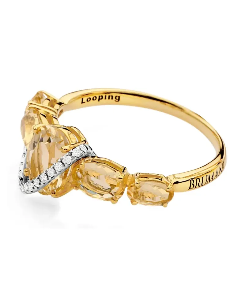 BRUMANI 18kt Looping Gelb- und Weißgoldring mit Diamanten und Zitrin Gold