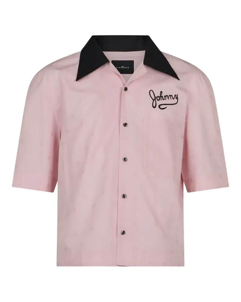 John Richmond Besticktes Hemd mit Kontrastkragen - Rosa Rosa