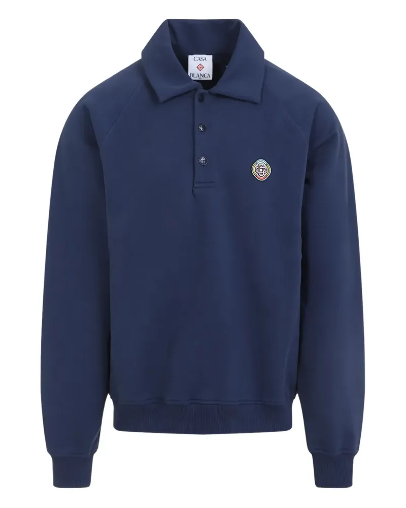 Casablanca Paris Besticktes Sweatshirt mit Polokragen - Blau Blau