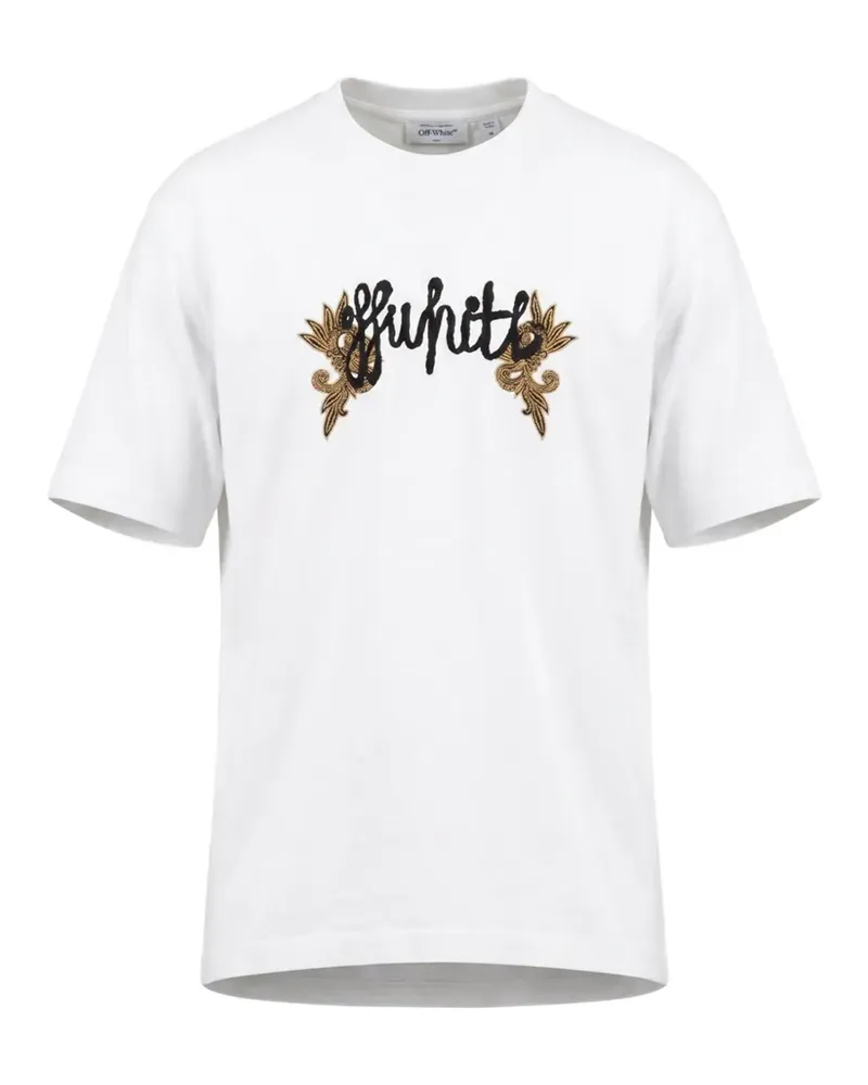 OFF-WHITE T-Shirt mit Paisley-Stickerei - Weiß Weiß