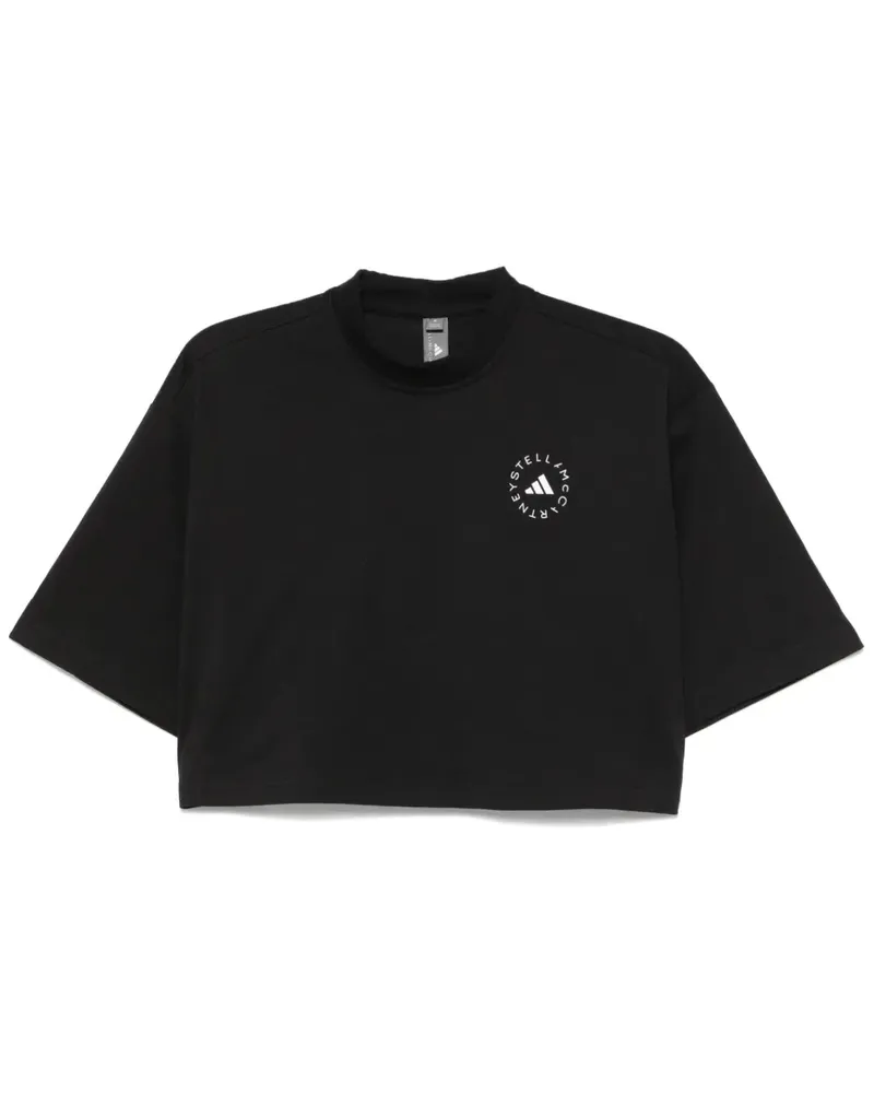 adidas T-Shirt im Cropped-Design - Schwarz Schwarz