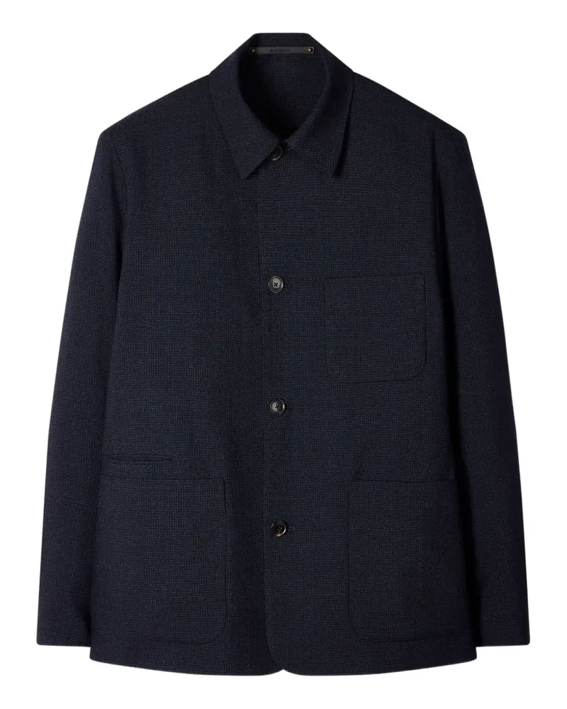 Paul Smith check two-ply button-down merino jacket - Blau Blau