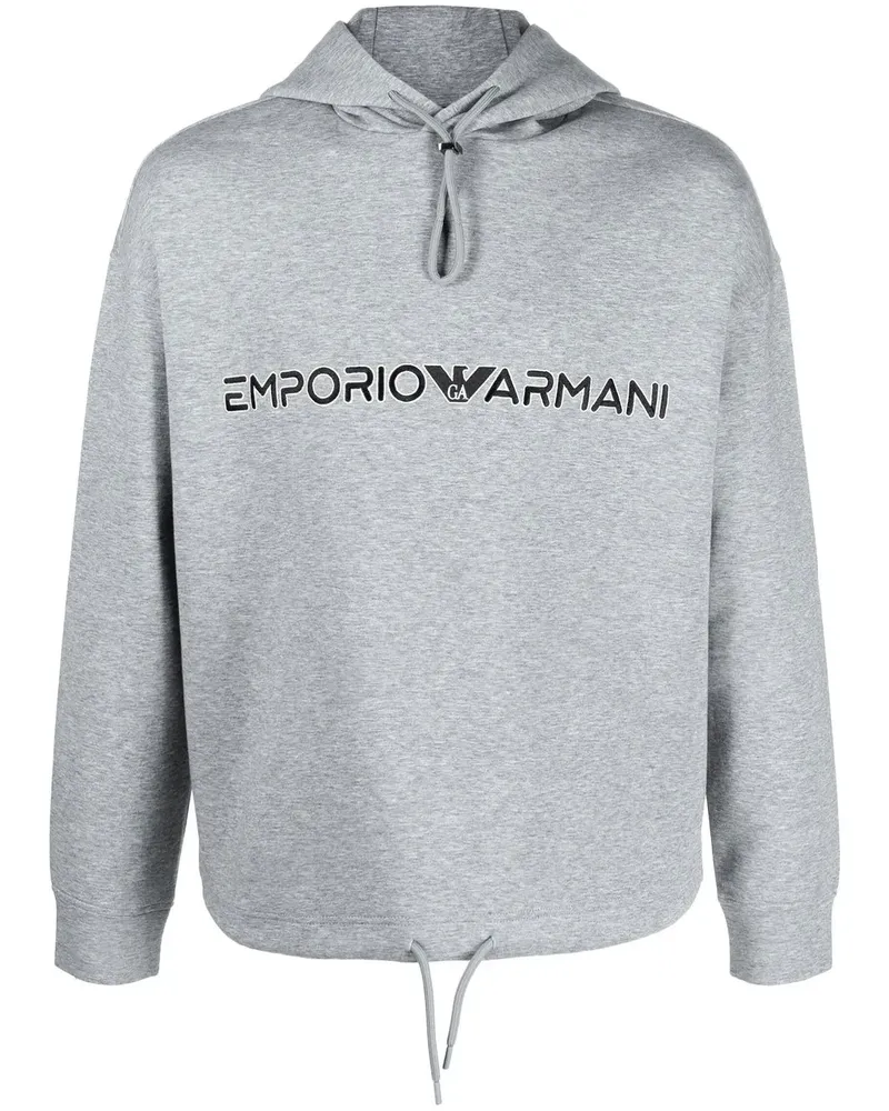 Emporio Armani Hoodie mit Logo-Stickerei - Grau Grau