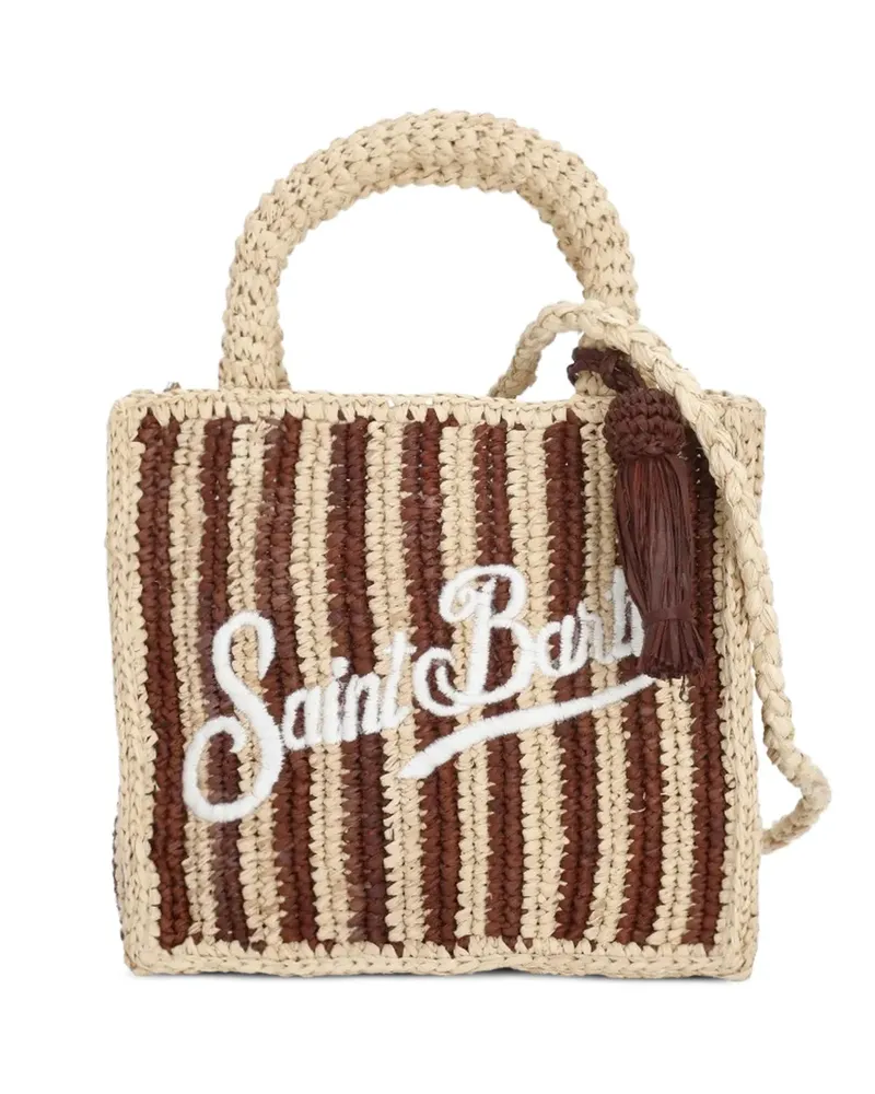 MC2 Saint Barth mini Vanity Raffia striped tote bag - Nude Nude
