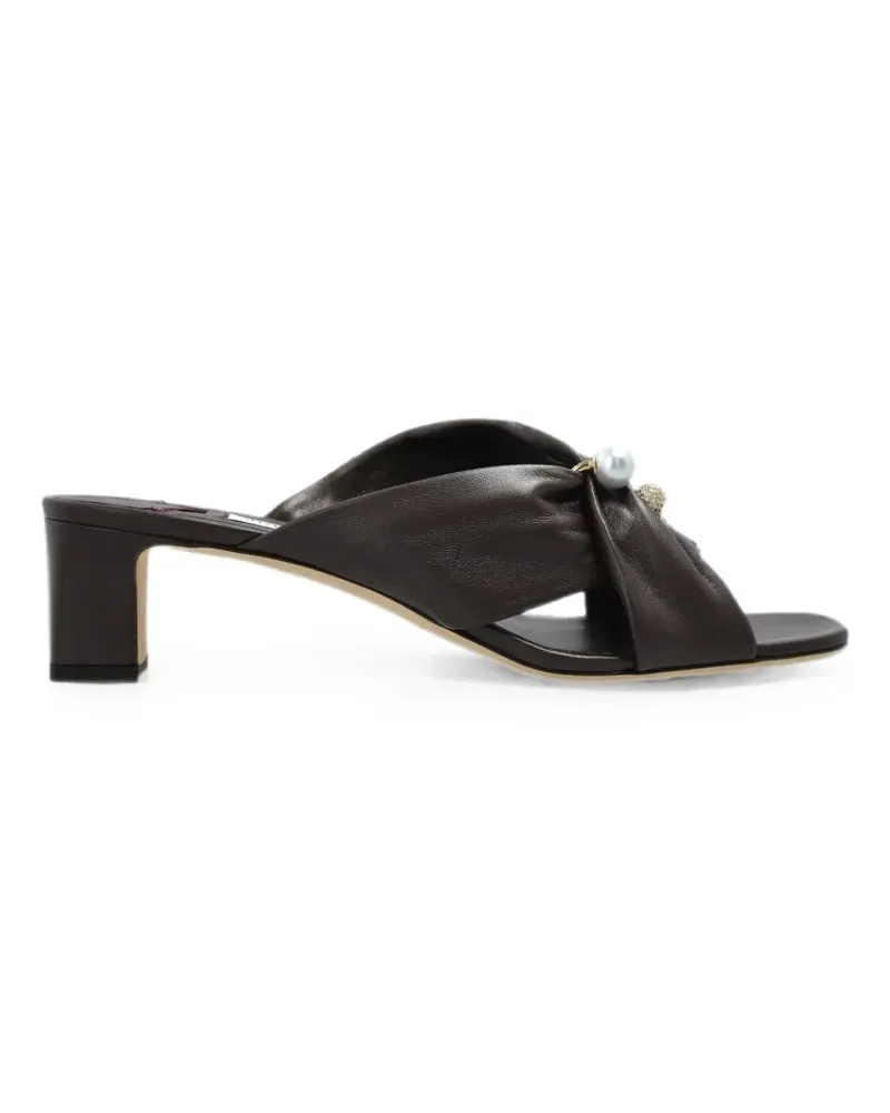 Jimmy Choo Perlenbesetzte Rafi Ledersandalen - Braun Braun