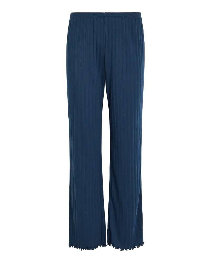 Eberjey Pointelle-knit lettuce-edge trousers - Blau Blau