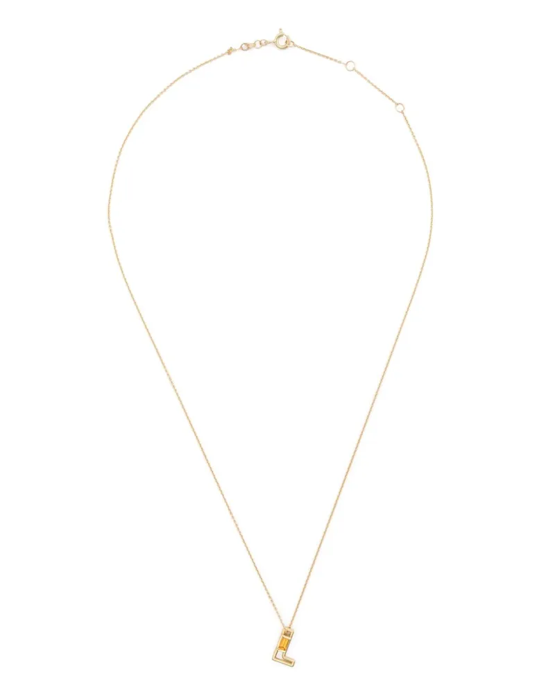 Aliita 9kt Letra L Gelbgoldhalskette mit Zitrin Gold