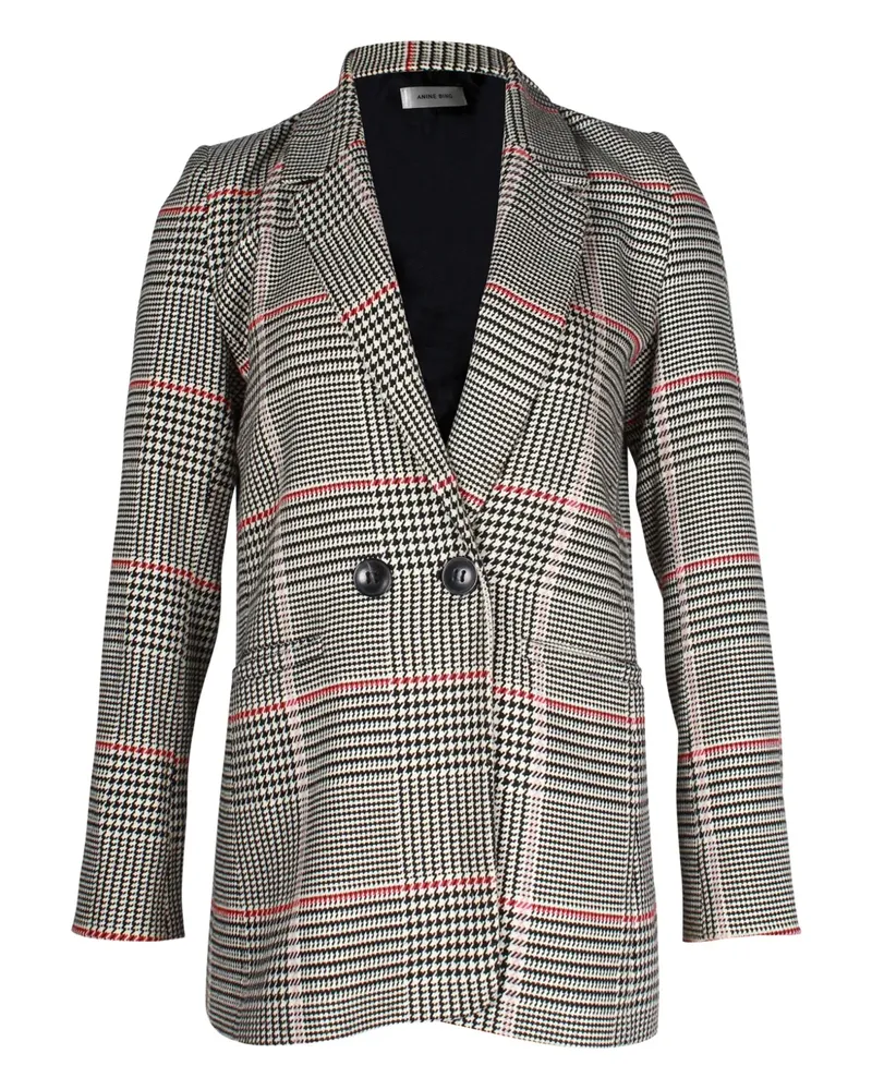 Anine Bing plaid-pattern double-breasted blazer - Weiß Weiß
