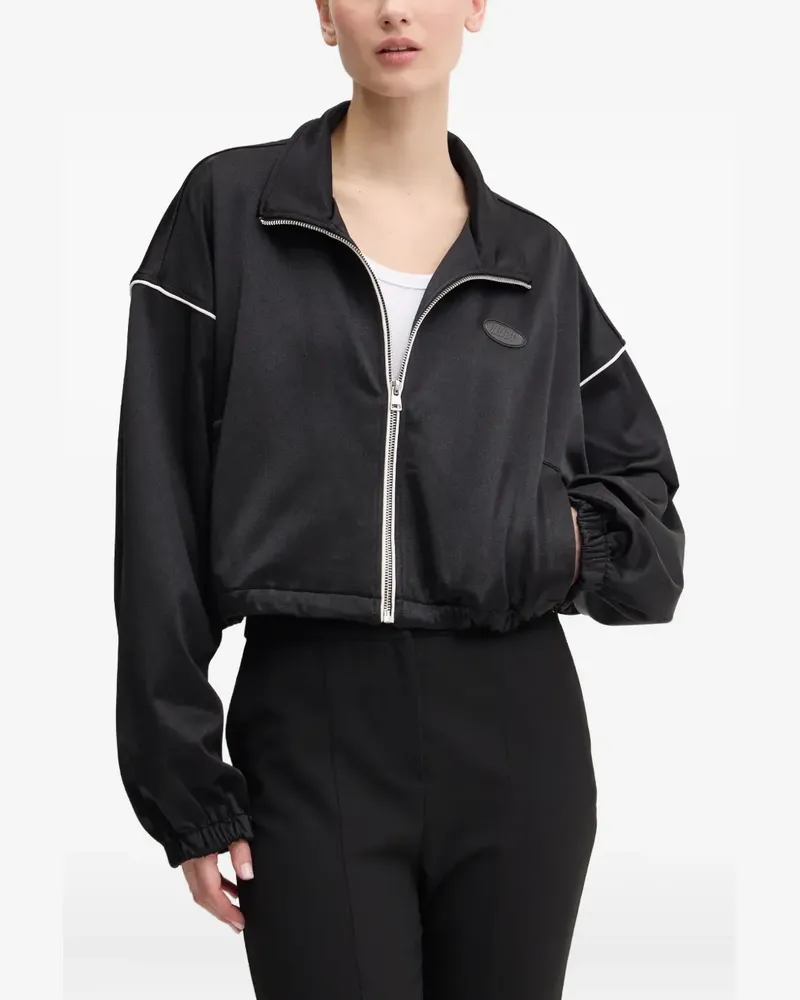 HUGO BOSS Cropped-Jacke mit Logo-Patch - Schwarz Schwarz
