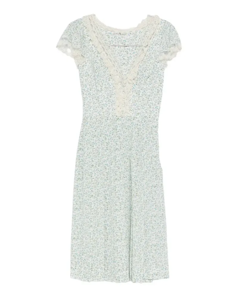 Ermanno Scervino Blumenmuster-Kleid mit Spitzenbesatz - Weiß Weiß