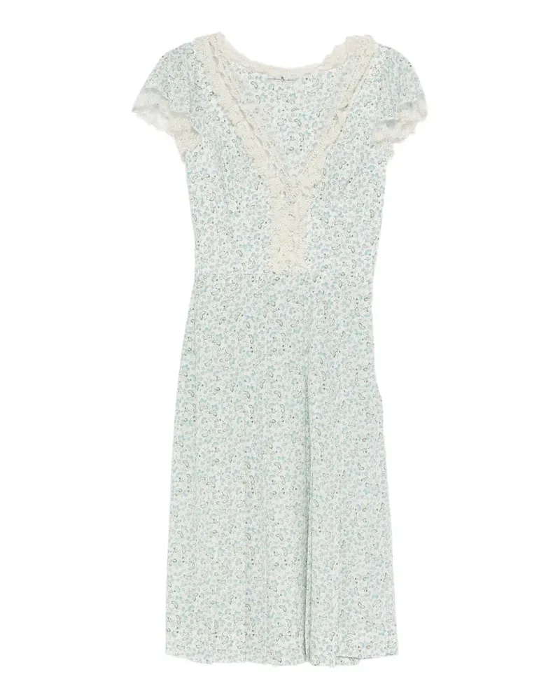 Ermanno Scervino floral-pattern lace-trim dress - Weiß Weiß