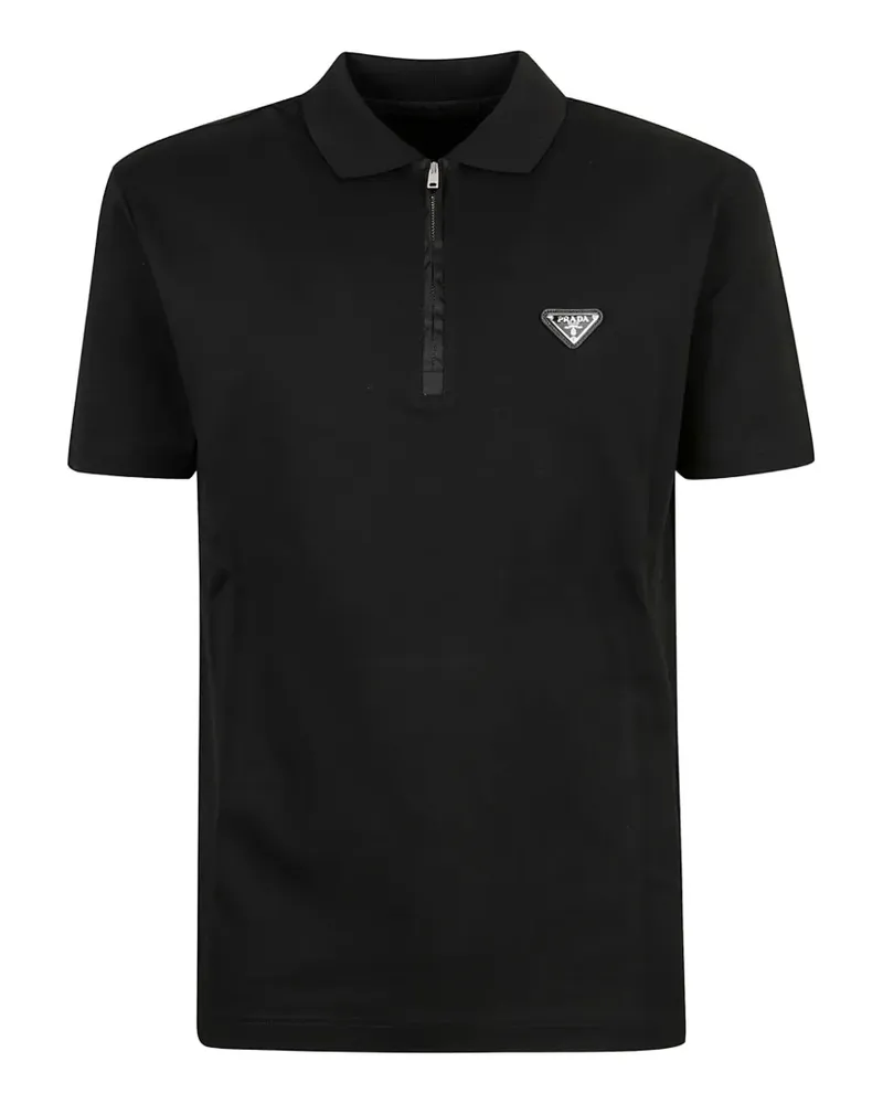 Prada zip logo polo shirt - Schwarz Schwarz