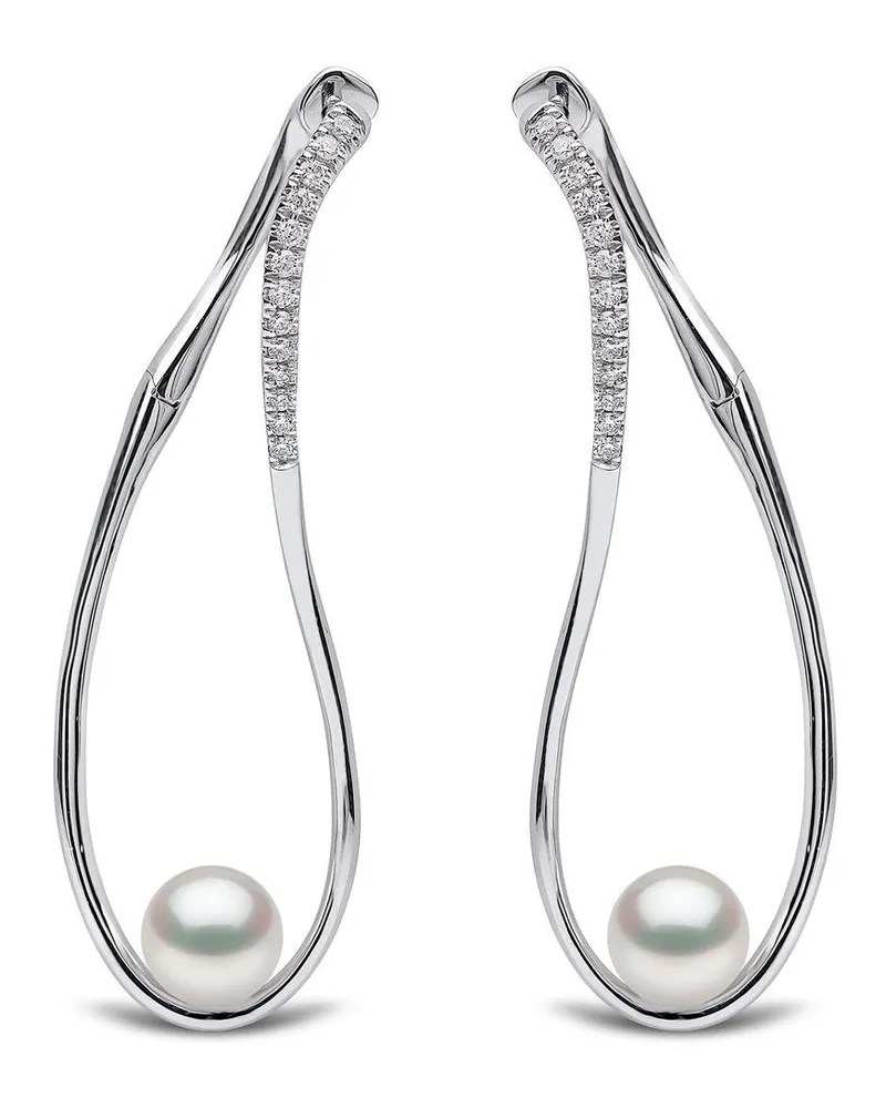 YOKO London 18kt Sleek Weißgoldohrringe mit Akoya-Perlen und Diamanten - Silber Silber