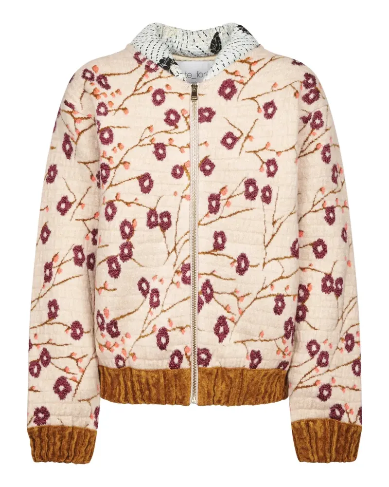 forte_forte floral-print quilted jacket - Nude Nude