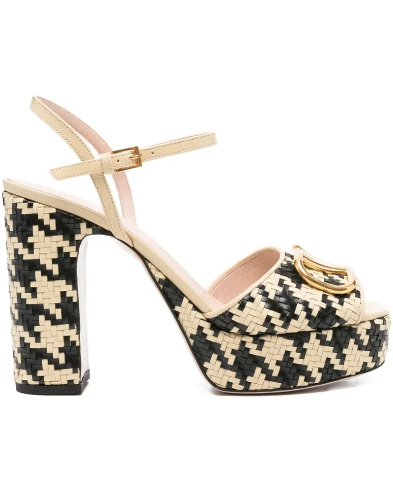 Valentino Garavani 115mm houndstooth platform heeled sandals - Nude Nude