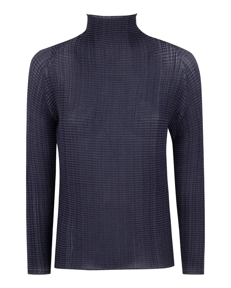 Issey Miyake pleated high-neck sweater - Blau Blau