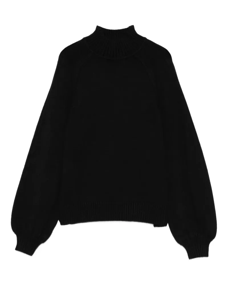 Twin-Set Stehkragen-Pullover mit Ballonärmeln - Schwarz Schwarz