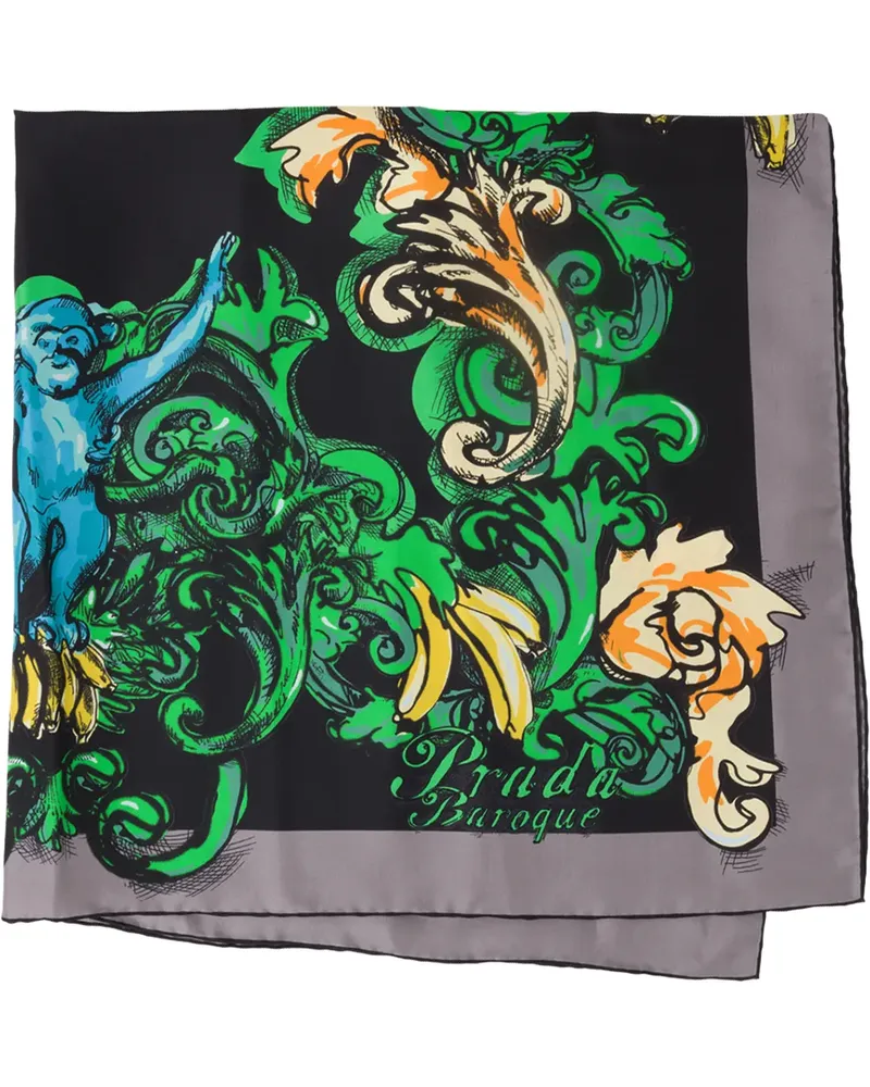 Prada Halstuch mit Barock-Print - Schwarz Schwarz