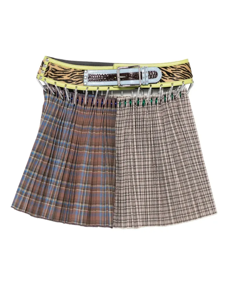 CHOPOVA LOWENA belted plaid mini skirt - Nude Nude