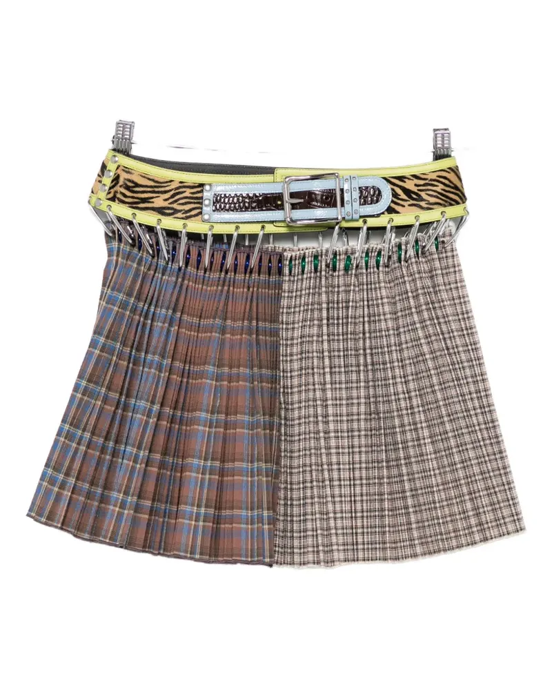 CHOPOVA LOWENA belted plaid mini skirt - Nude Nude