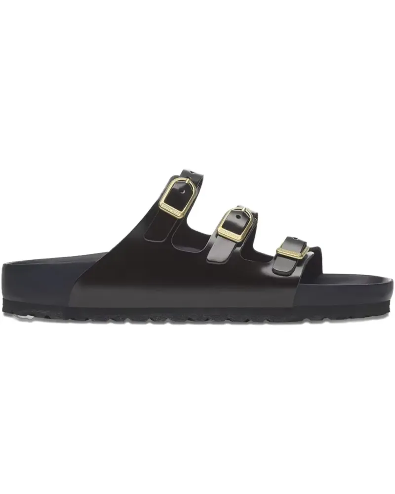 Birkenstock Florida Pantoletten mit drei Schnallen - Schwarz Schwarz