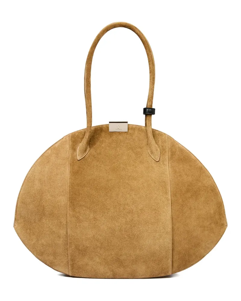 Nina Ricci Große Le Bar Schultertasche aus Wildleder - Nude Nude