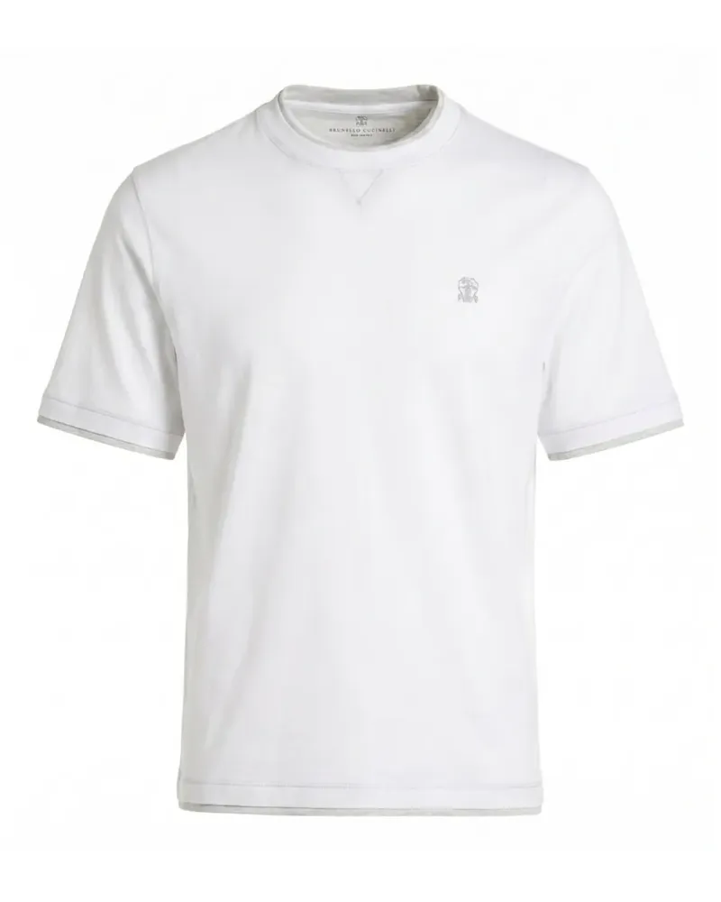 Brunello Cucinelli T-Shirt mit Logo-Stickerei - Weiß Weiß