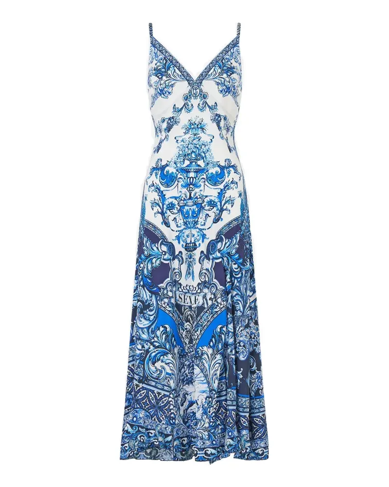 Camilla Camisole-Kleid mit Rüschensaum - Blau Blau