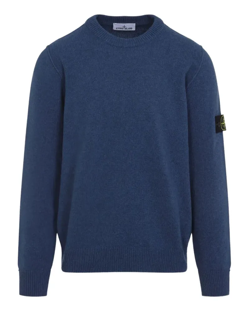 Stone Island logo-patch crew-neck sweater - Blau Blau