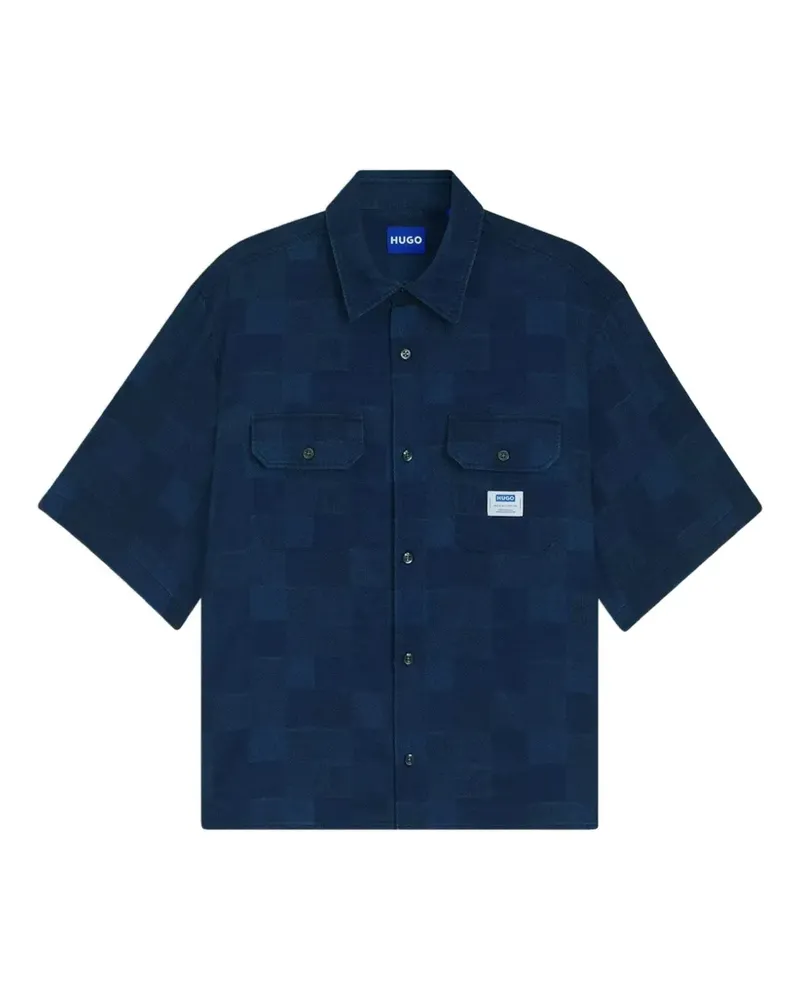 HUGO BOSS Ekyno chest-pocket checked shirt - Blau Blau
