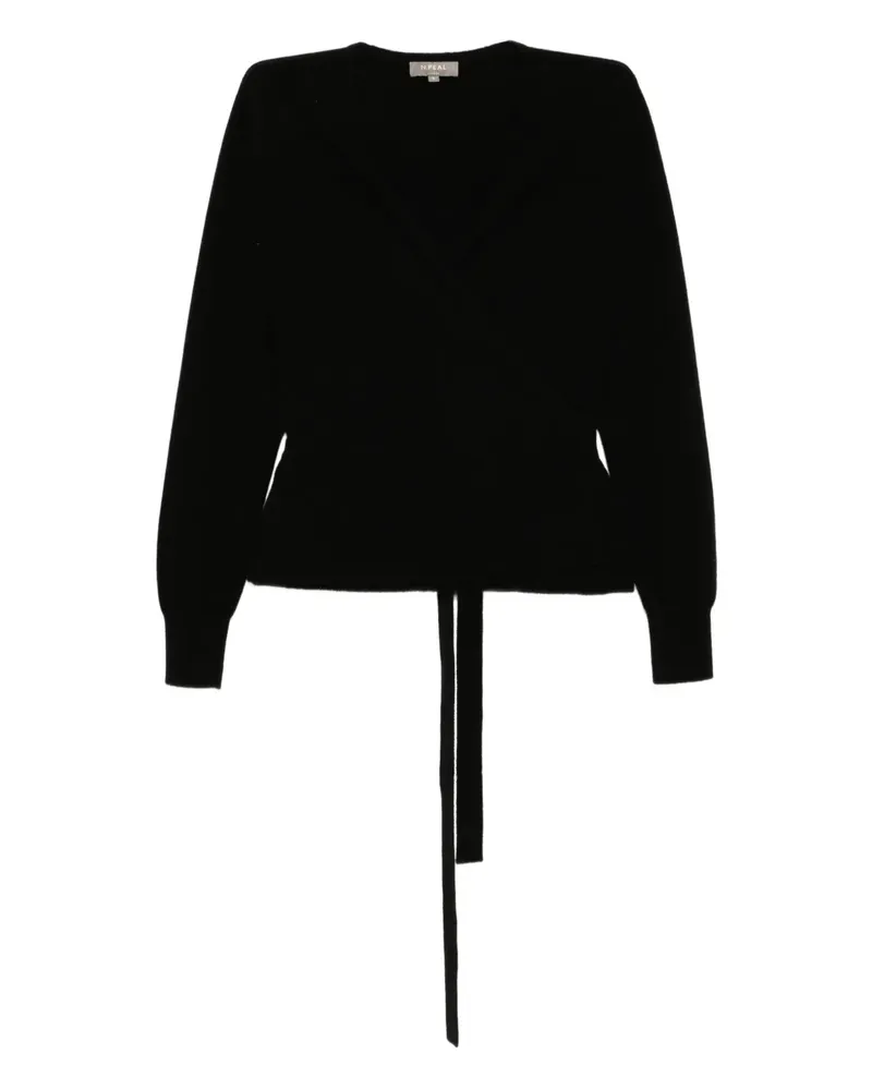 N.Peal Gewickelter Arabella Cardigan - Schwarz Schwarz